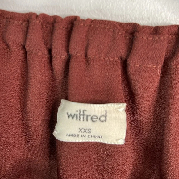 WILFRED Morel Off The Shoulder Blouse Burgundy Ruffle Elastic Balloon Sleeve XXS - Picture 7 of 11